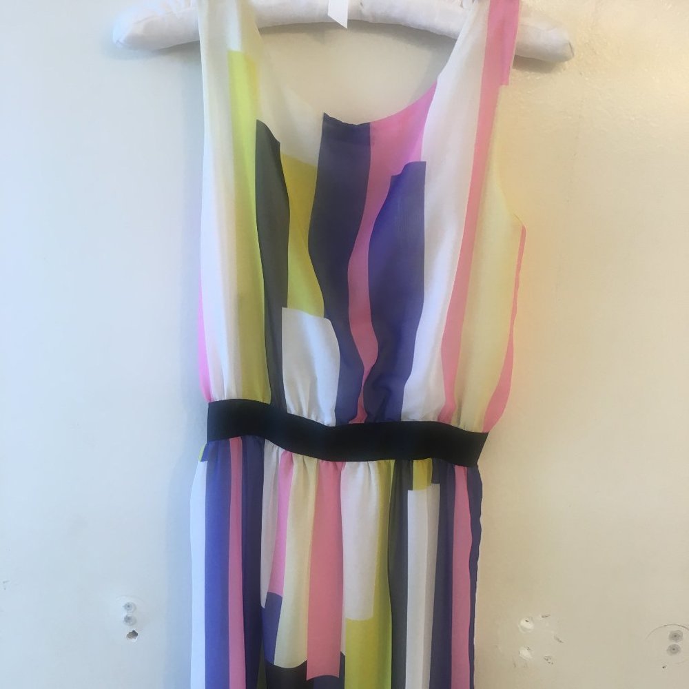Sheer-Look Abstract-Multi-Color Print Dress - image 6